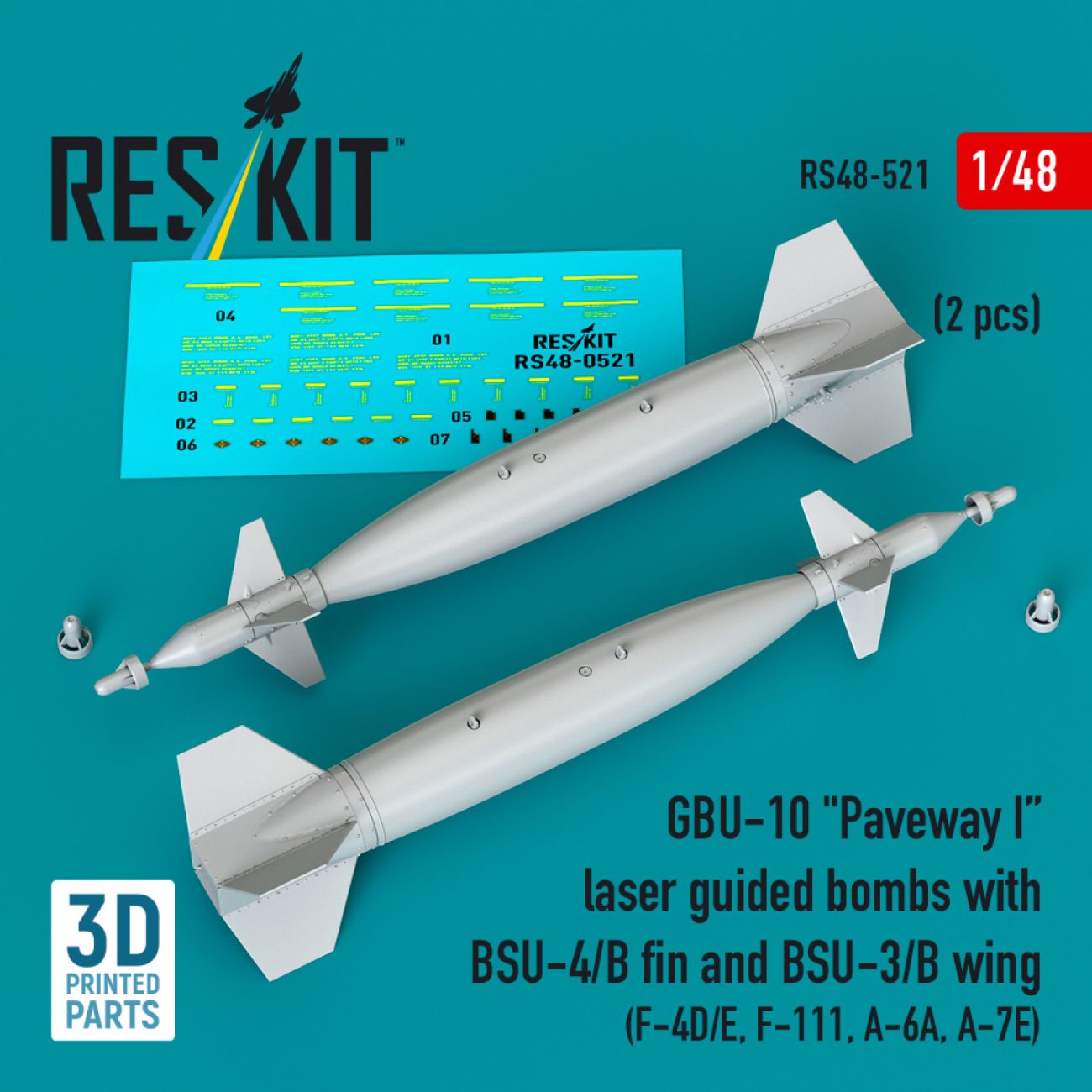 1:48 GBU-10 Paveway I laser guided bombs with BSU-4/B fin and BSU-3/B wing (2 pcs)