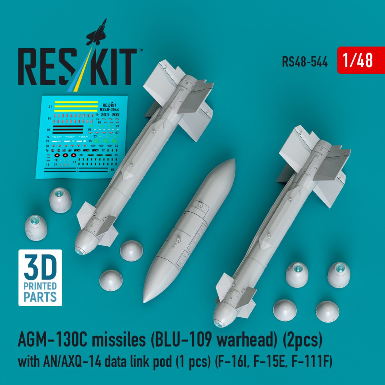 1:48 AGM-130C missiles (2 pcs) (BLU-109 warhead) with AN/AXQ-14 data link pod (1 pcs)