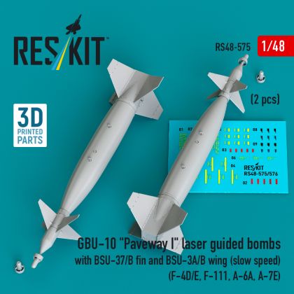 1:48 GBU-10 Paveway I laser guided bombs with BSU-37/B fin and BSU-3A/B wing (slow speed) (2 pcs)