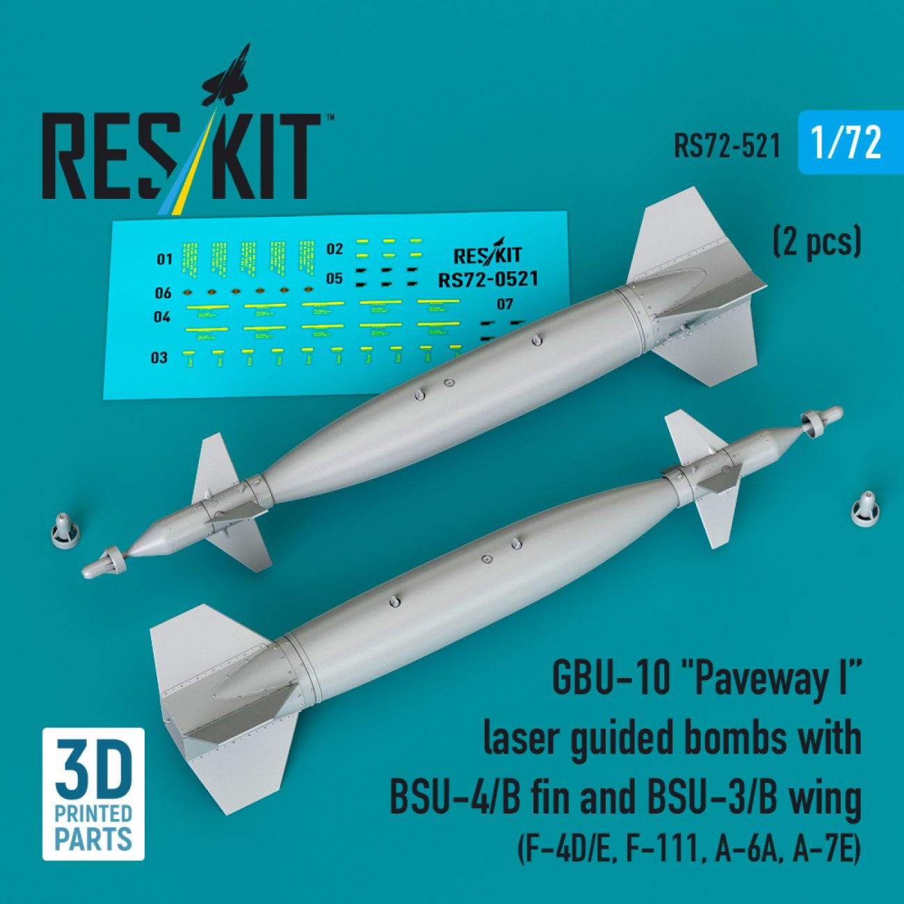 1:72 GBU-10 Paveway I laser guided bombs with BSU-4/B fin and BSU-3/B wing (2 pcs) 
