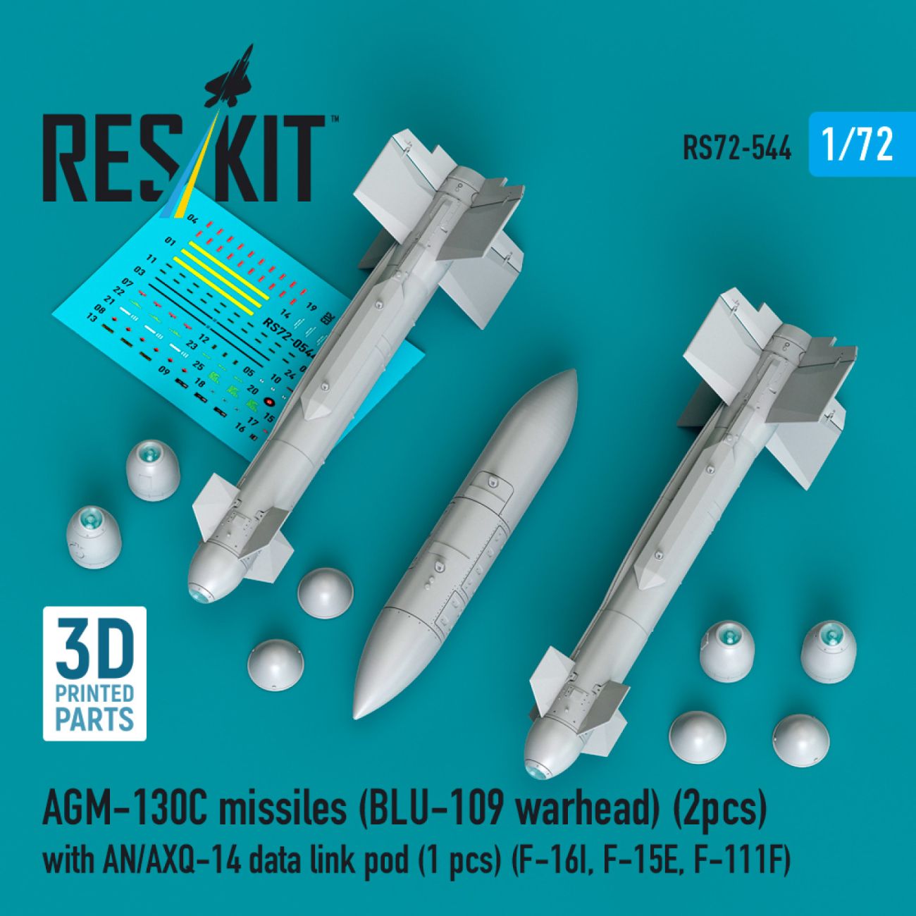 1:72 AGM-130C missiles (BLU-109 warhead) (2 pcs) with AN/AXQ-14 data link pod (1 pcs)