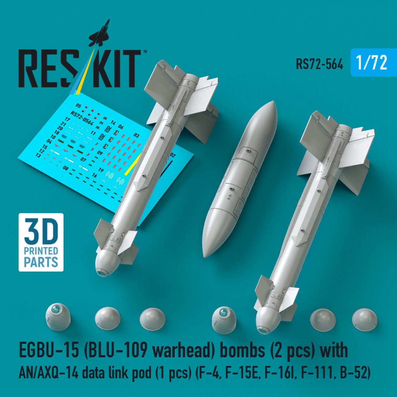 1:72 EGBU-15 (BLU-109 warhead) bombs (2 pcs) with AN/AXQ-14 data link pod (1 pcs)