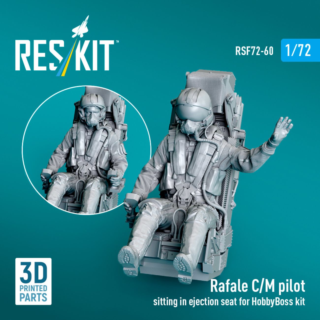 1:72 Rafale C/M pilot sitting in ejection seat for HobbyBoss kit (1 pcs)