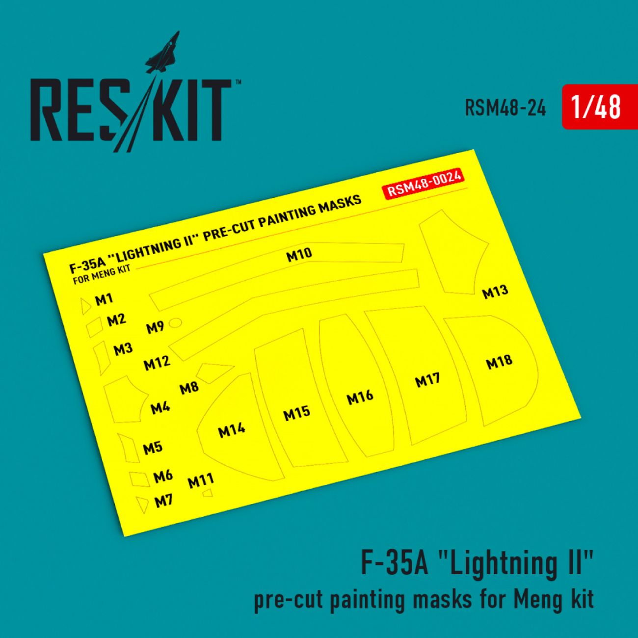 1:48 F-35A Lightning II pre-cut painting masks for Meng kit
