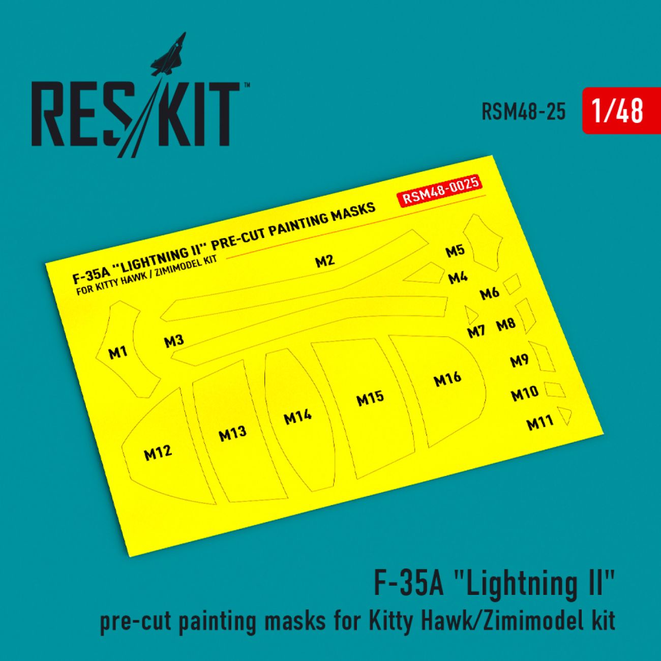 1:48 F-35A Lightning II pre-cut painting masks for Kitty Hawk/Zimimodel kit