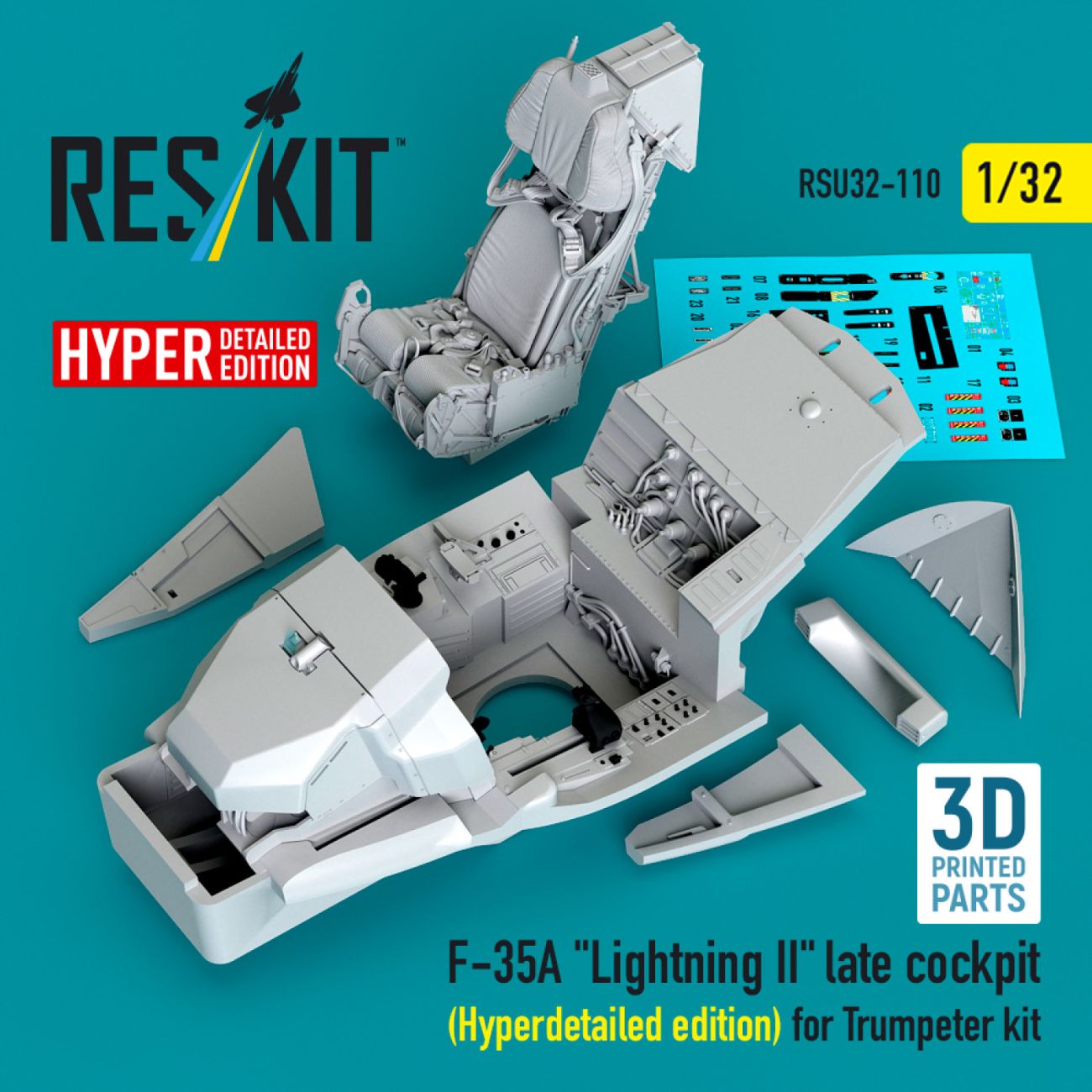 1:32 F-35A Lightning II late cockpit (Hyperdetailed edition) for Trumpeter kit