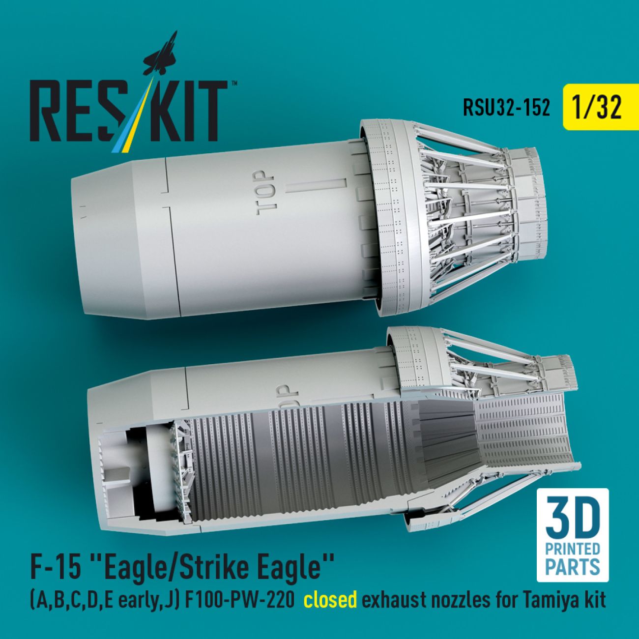 1:32 F‑15 Eagle/Strike Eagle (A,B,C,D,E early,J) F100-PW-220 closed exhaust nozzles for Tamiya kit