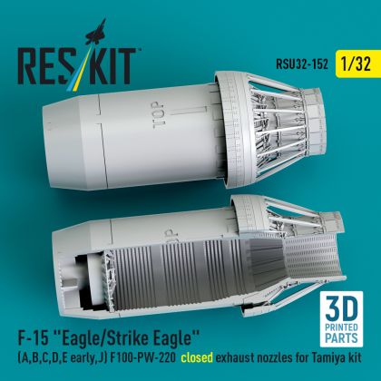 1:32 F‑15 Eagle/Strike Eagle (A,B,C,D,E early,J) F100-PW-220 closed exhaust nozzles for Tamiya kit