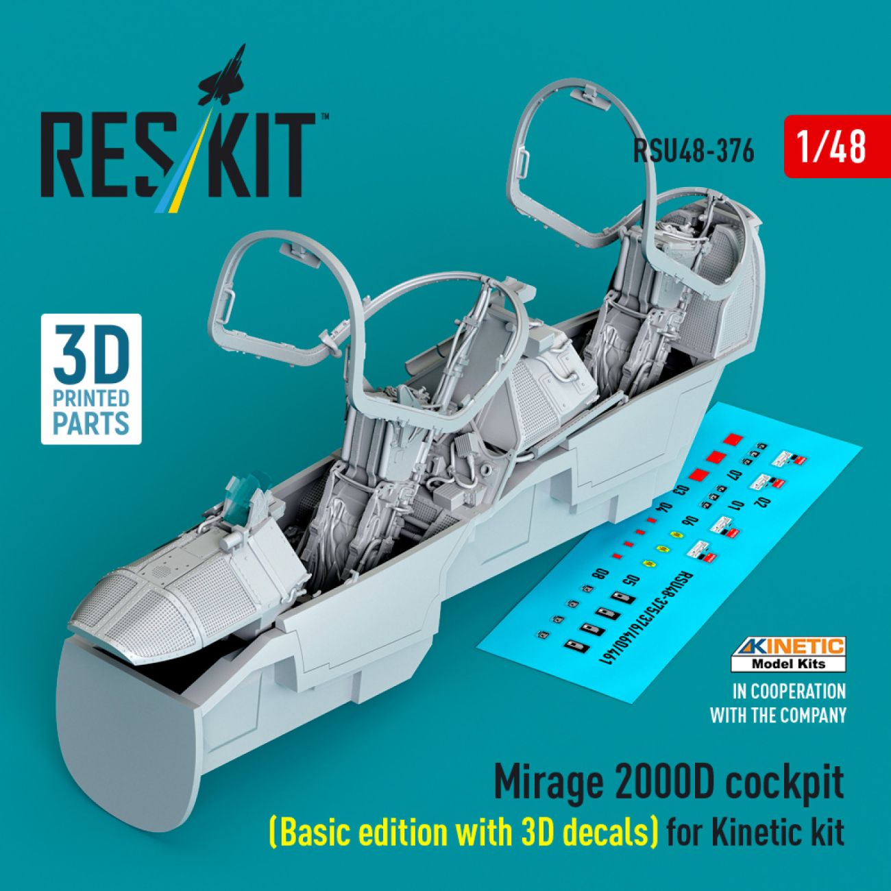 1:48 Mirage 2000D cockpit (Basic edition with 3D decals) for Kinetic kit