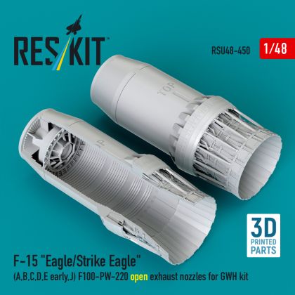 1:48 F‑15 Eagle/Strike Eagle (A,B,C,D,E early,J) F100-PW-220 open exhaust nozzles for GWH kit