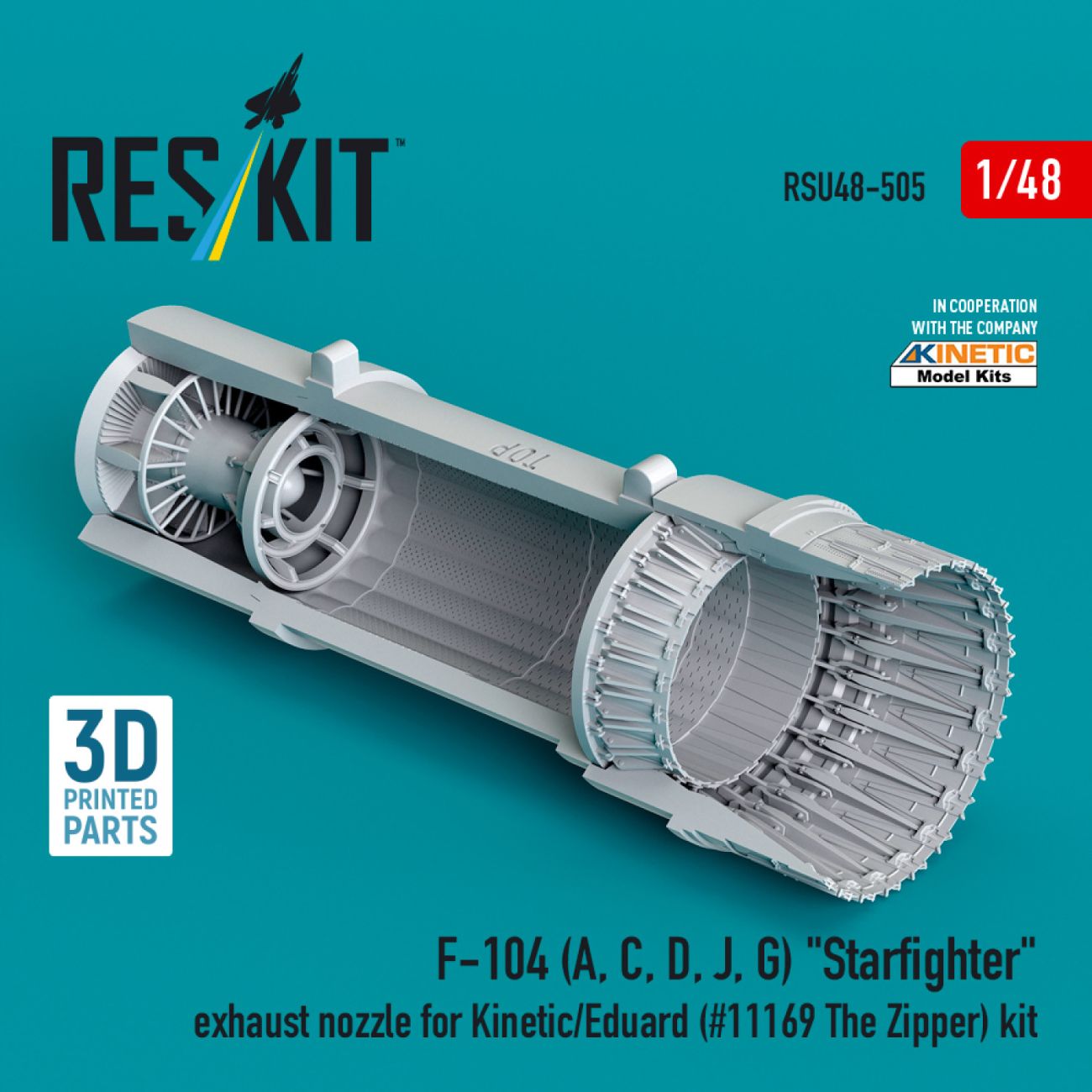 1:48 F-104 (A, C, D, J, G) Starfighter exhaust nozzle for Kinetic/Eduard (#11169 The Zipper) kit