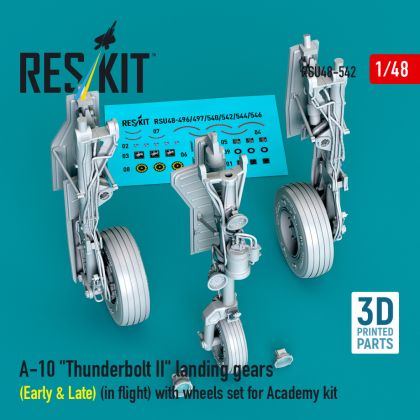 1:48 A-10 Thunderbolt II landing gears (Early & Late) (in flight) with wheels set for Academy kit
