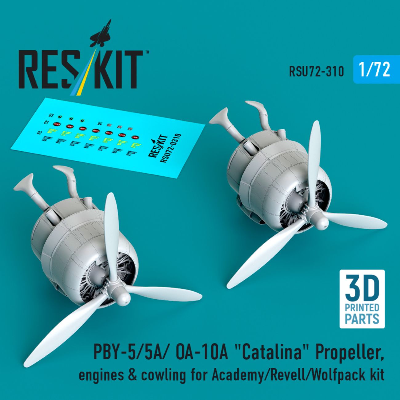 1:72 PBY-5/5A/ OA-10A Catalina Propeller, engines & cowling for Academy/Revell/Wolfpack kit
