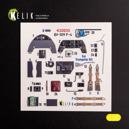 1:32 BF-109 F-4 - interior 3D decals for Trumpeter kit