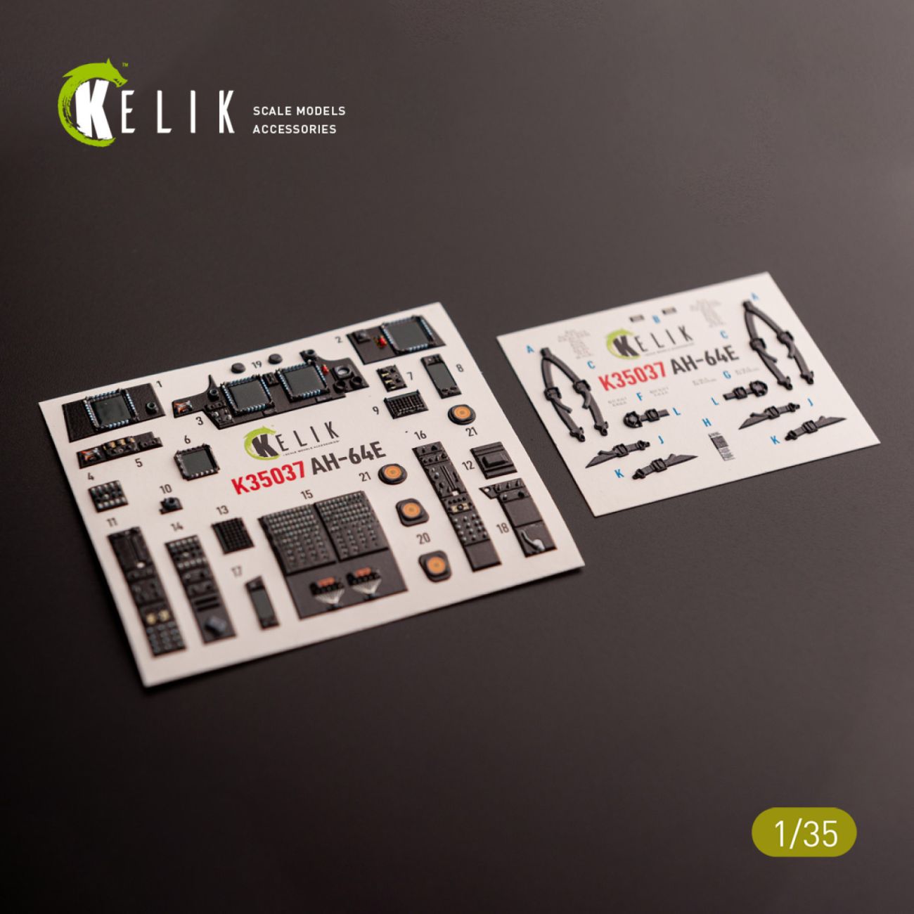 1:35 AH-64E Apache interior 3D decals for Takom kit