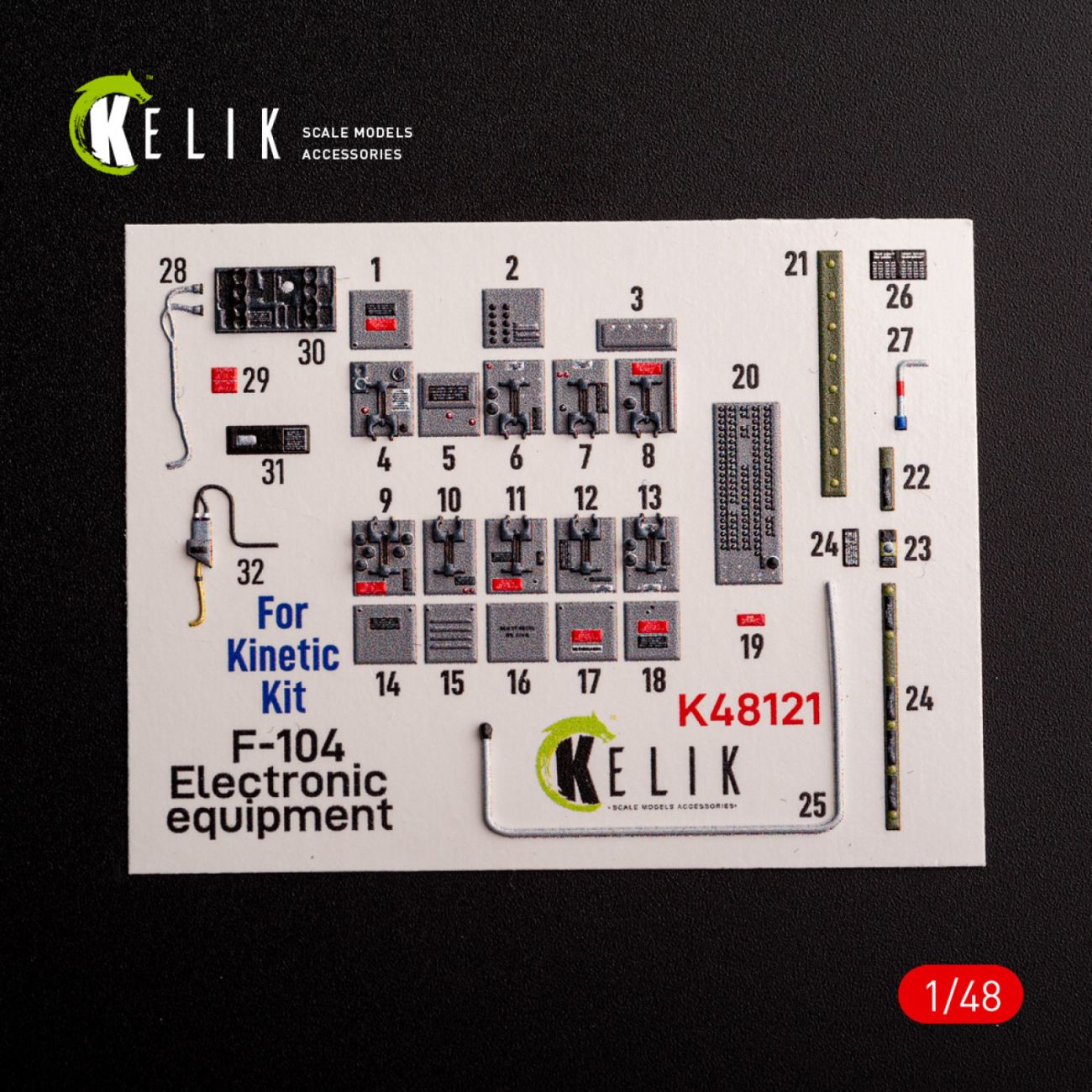 1:48 F-104 series Electrical Equipment - interior 3D decals for Kinetic kit