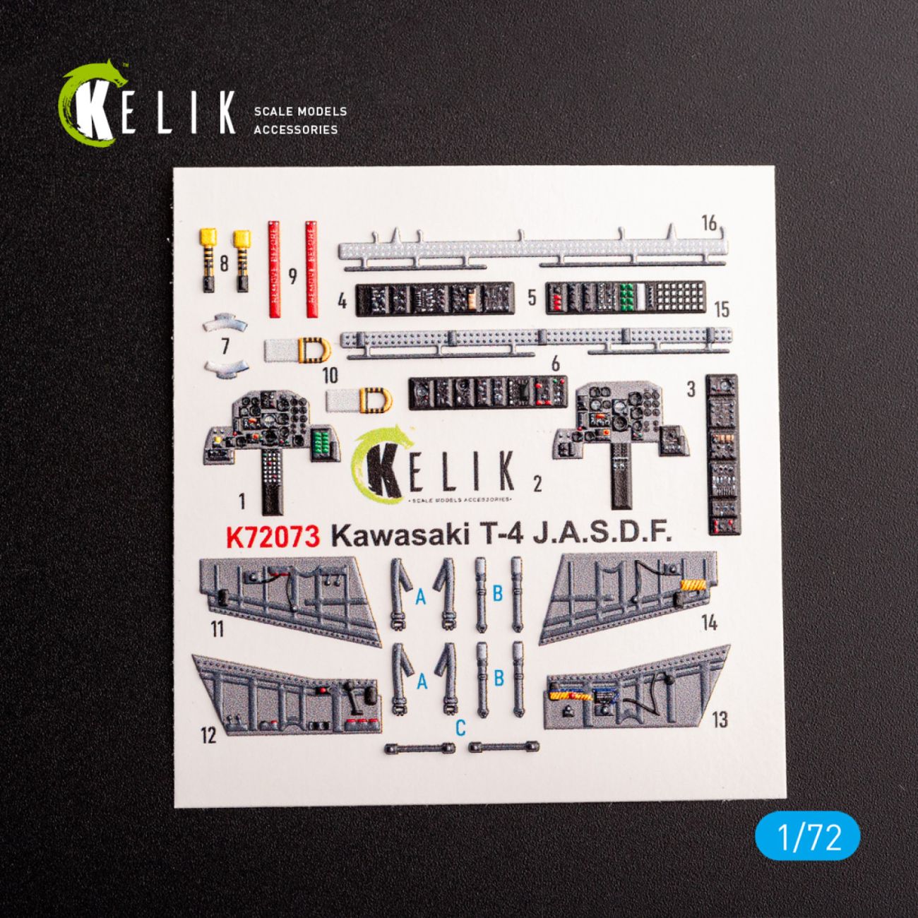 1:72 Kawasaki T-4 - interior 3D decals for Hasegawa kit