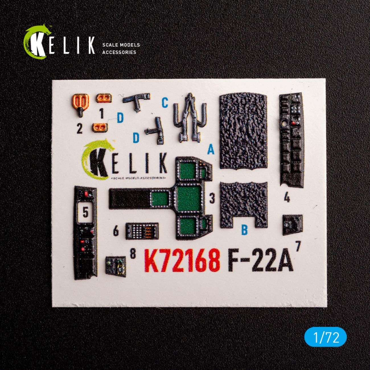 1:72 F-22A Raptor - interior 3D decals for Academy kit