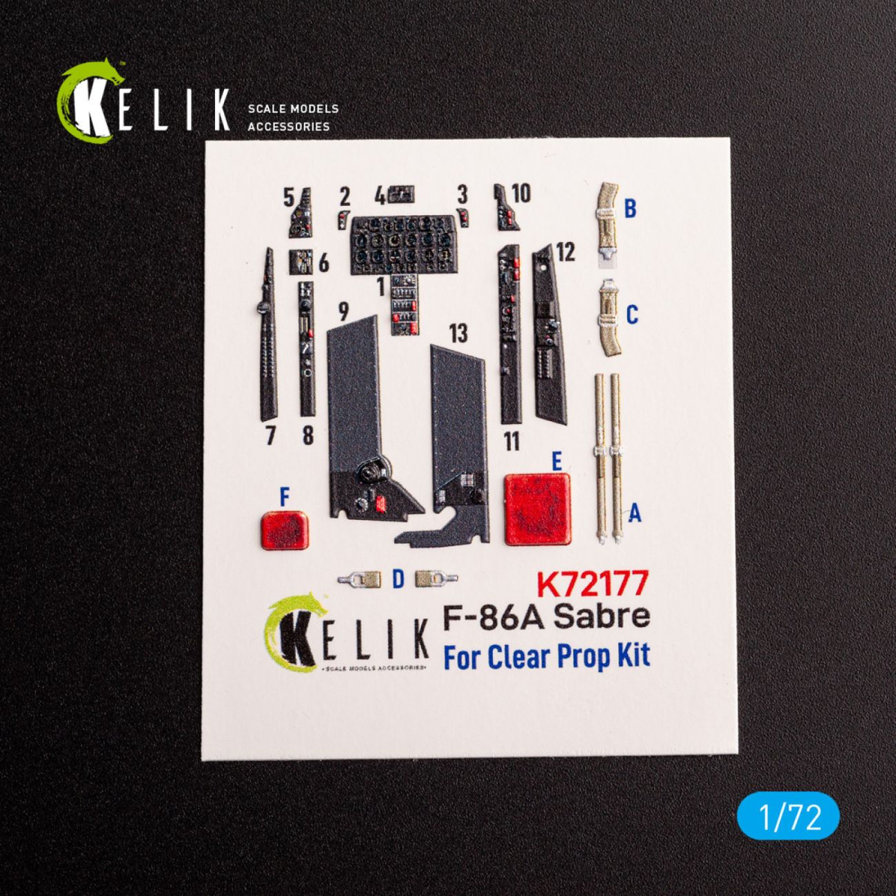 1:72 F-86A Sabre - interior 3D decals for ClearProp kit