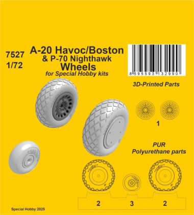 1:72 A-20 Havoc/Boston/ P-70 Nighthawk Wheels for Special Hobby kits