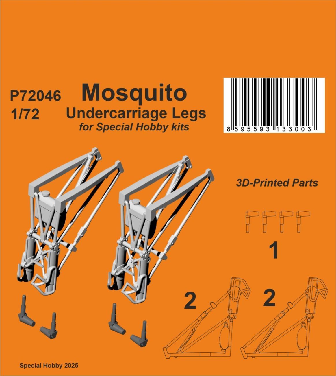 1:72 Mosquito Undercarriage Legs for Special Hobby kits