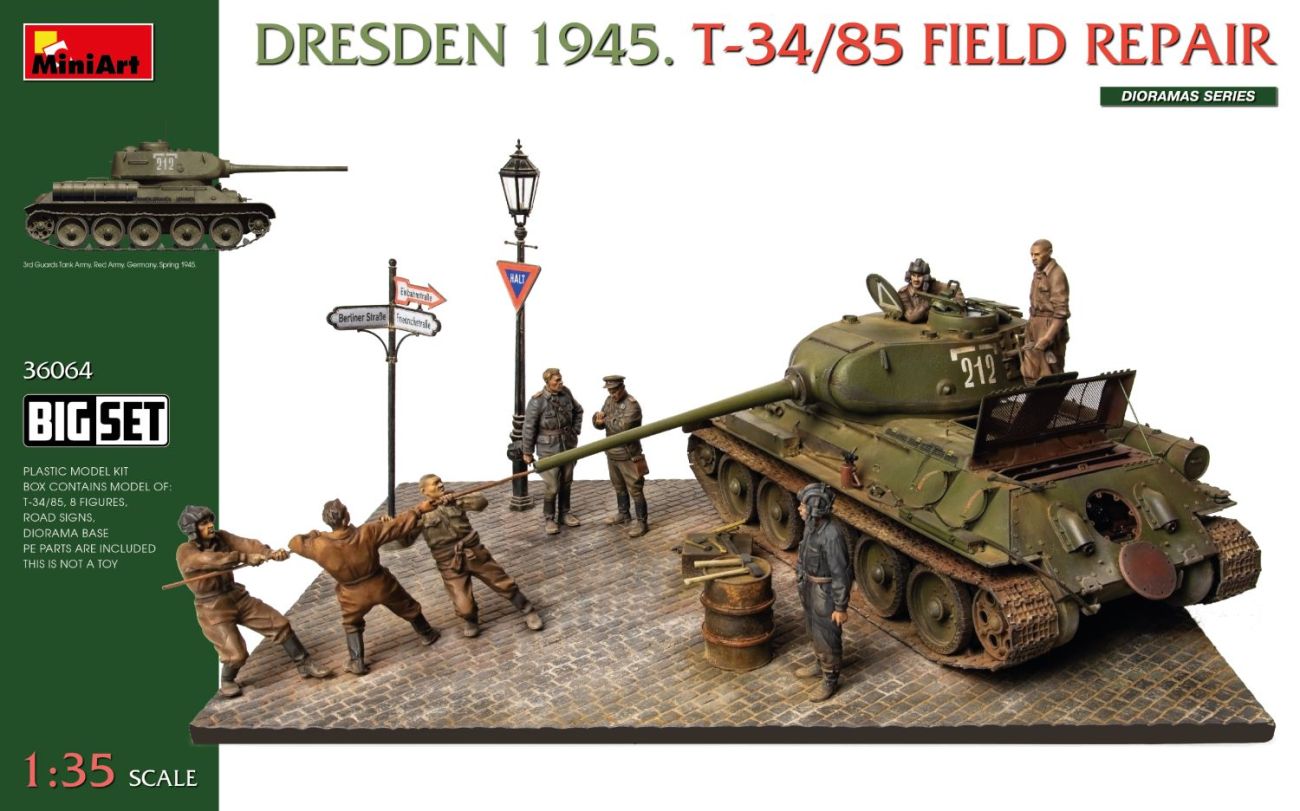1:35 DRESDEN 1945. T-34/85 FIELD REPAIR. BIG SET