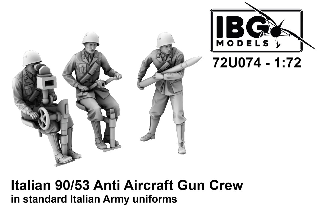 1:72 Italian 90/53 Anti Aircraft Gun Crew in standard uniforms