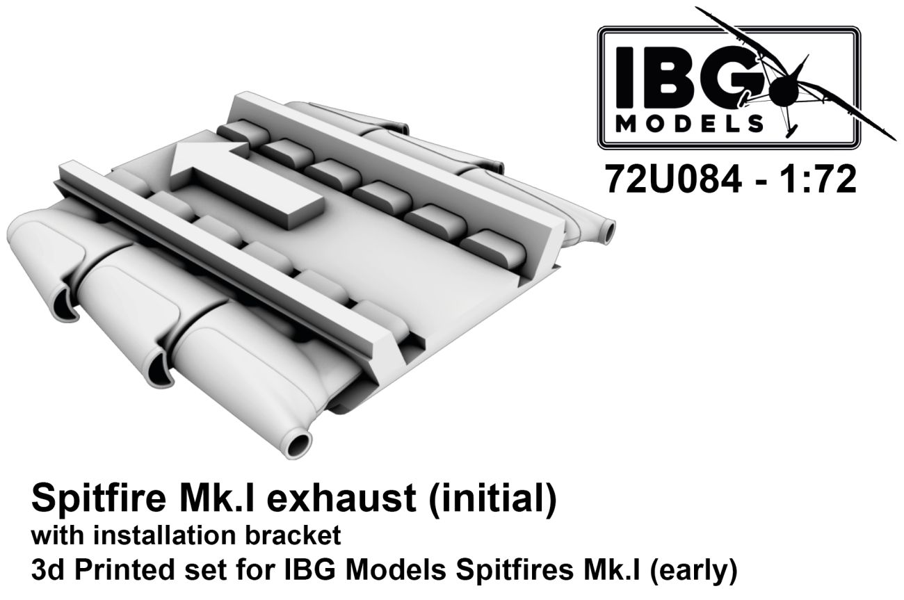 1:72 Spitfire Mk.I exhaust (initial) with installation bracket (IBG)