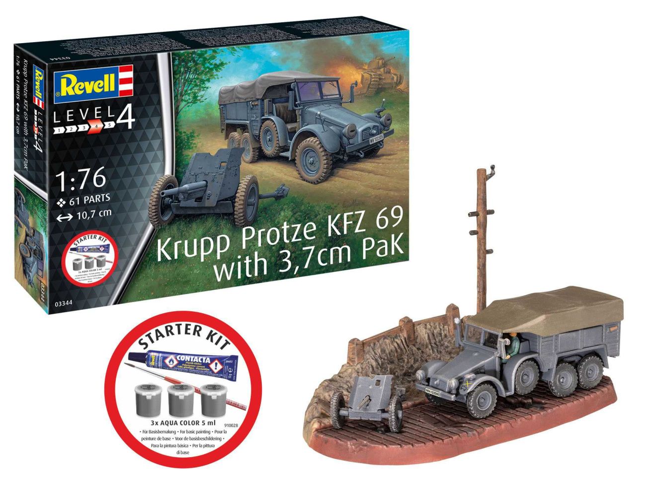 1:76 Starter Kit military 73344 - Krupp Protze KFZ 69 with 3,7cm Pak