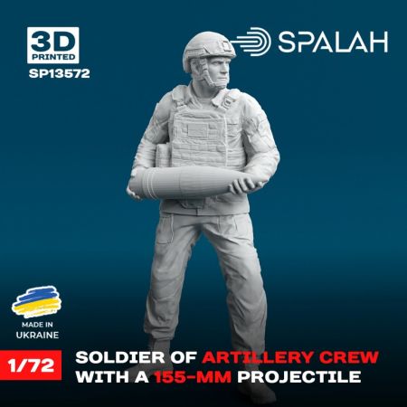 1:72 Figure Charger with a 155-mm projectile of M777 Howitzer