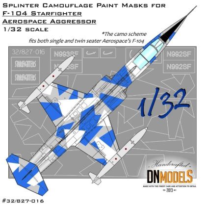 1:32 Splinter Camouflage Paint Masks for F-104 Starfighter Aerospace Aggressor 1/32 for Hasegawa, Italeri