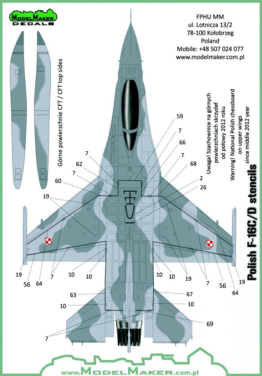1:48 Polish F-16C/D Stencils
