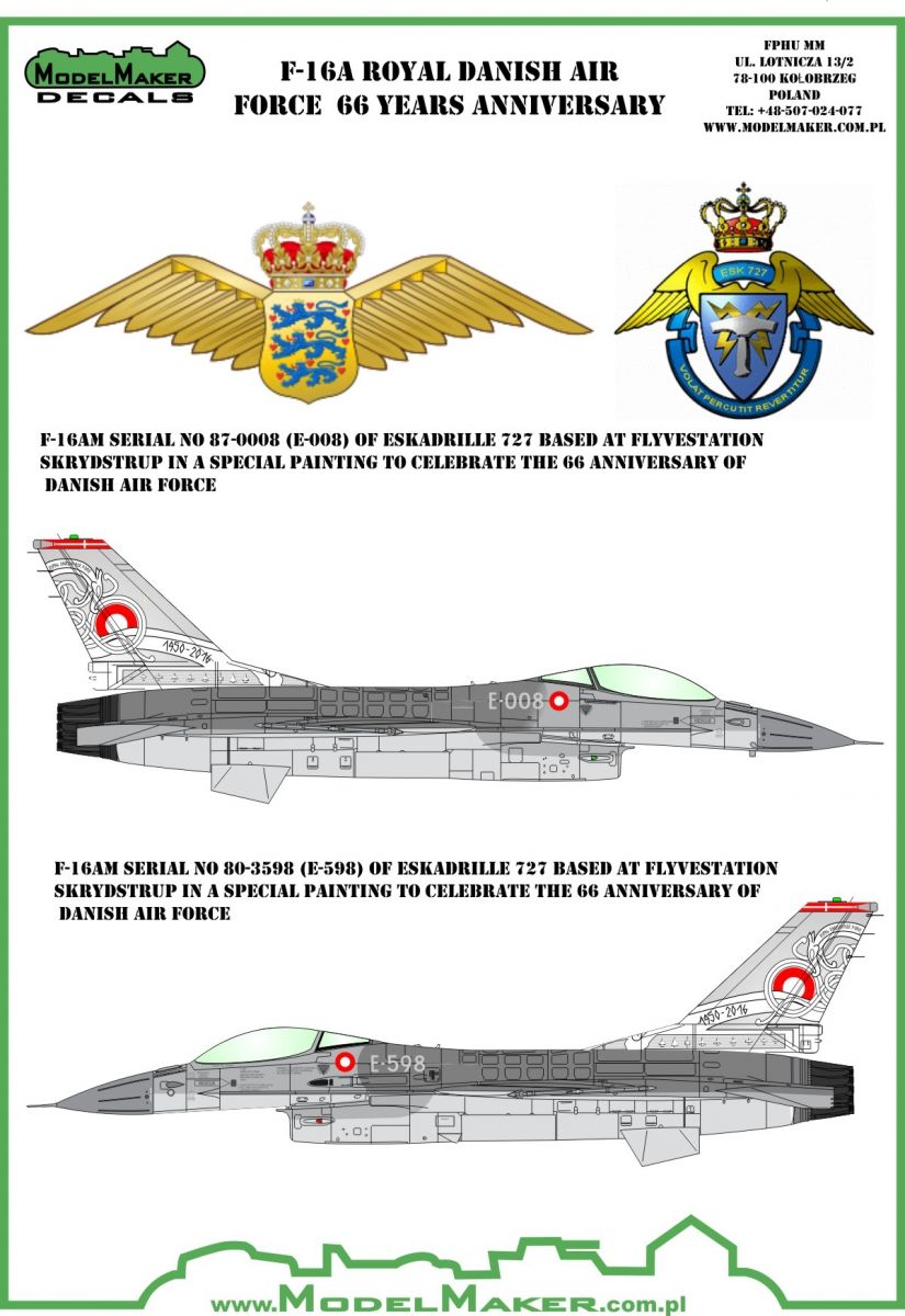 1:48 F-16A Royal Danish Air Force 66 Years anniversary