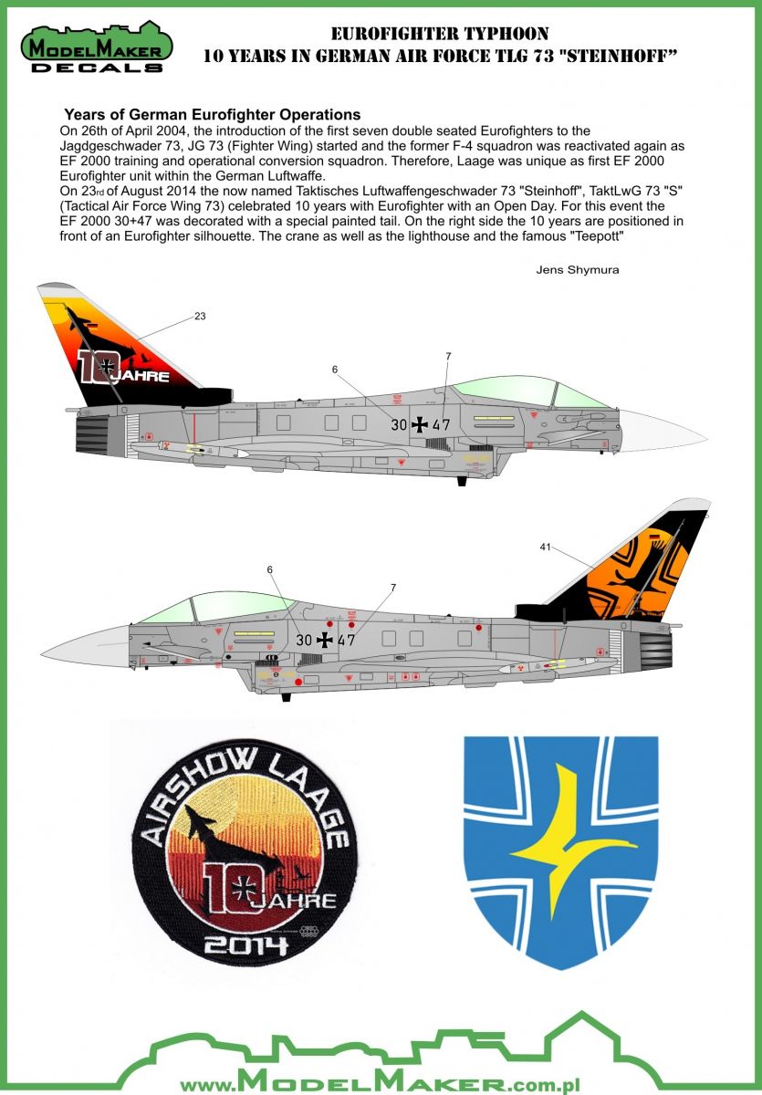 1:72 Eurofighter Typhoon 10 Years in German Air Force TLG 73 Steinhoff