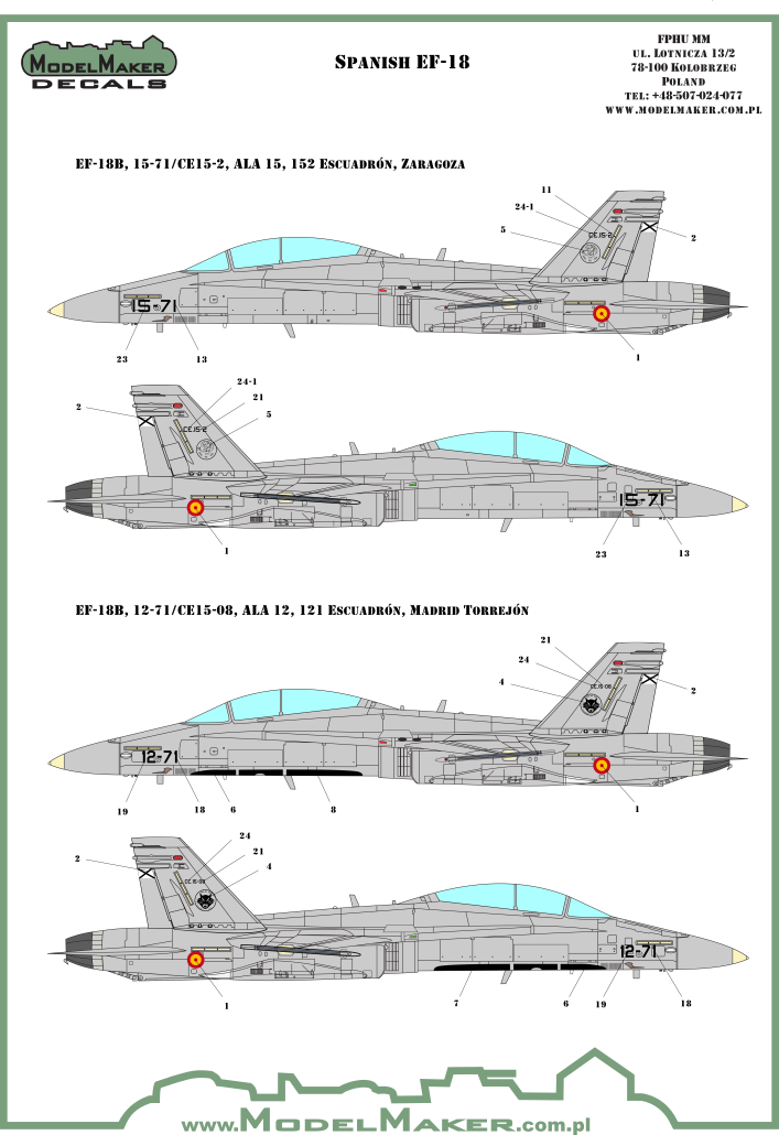 1:72 F/A-18 SPAIN STANDARD MARKINGS + STENCILS