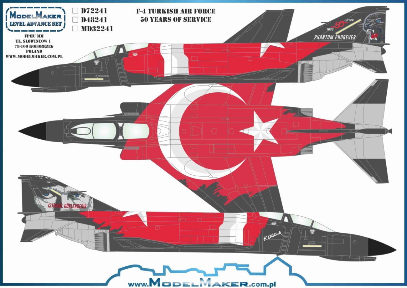 1:72 F-4 Turkish Air Force 50 years of service decals + masks