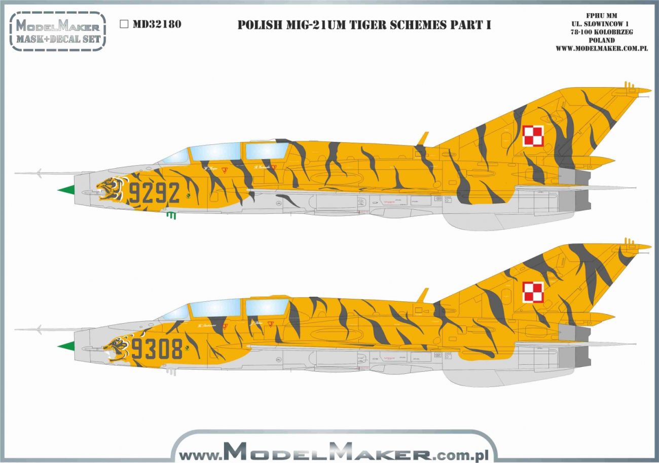 1:32 Polish MiG-21UM Tiger Schemes Part I