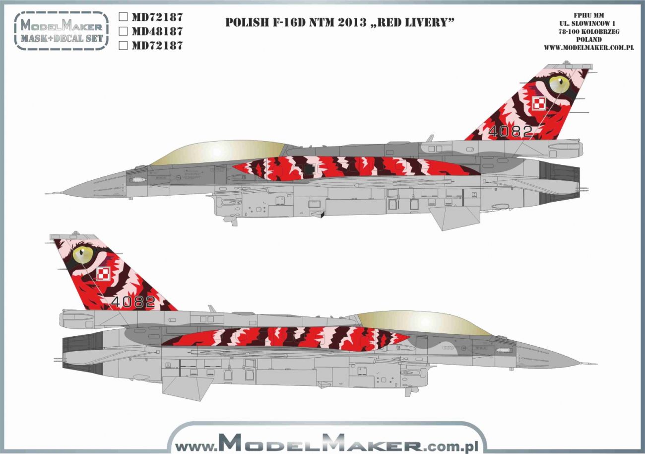 1:32 Polish F-16D NTM 2013 Red livery