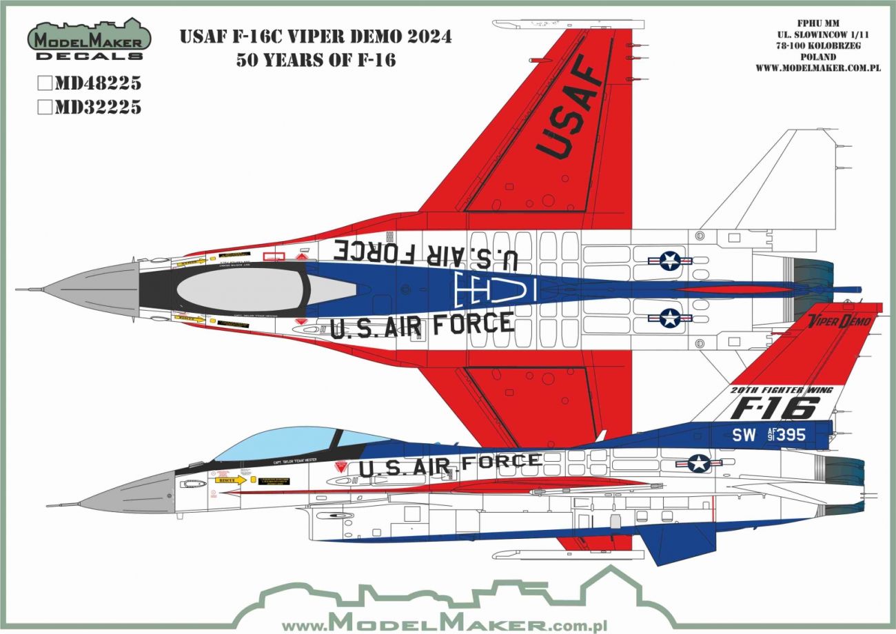 1:32 USAF F-16C Viper Demo 2024 50 Years of F-16 Masks set