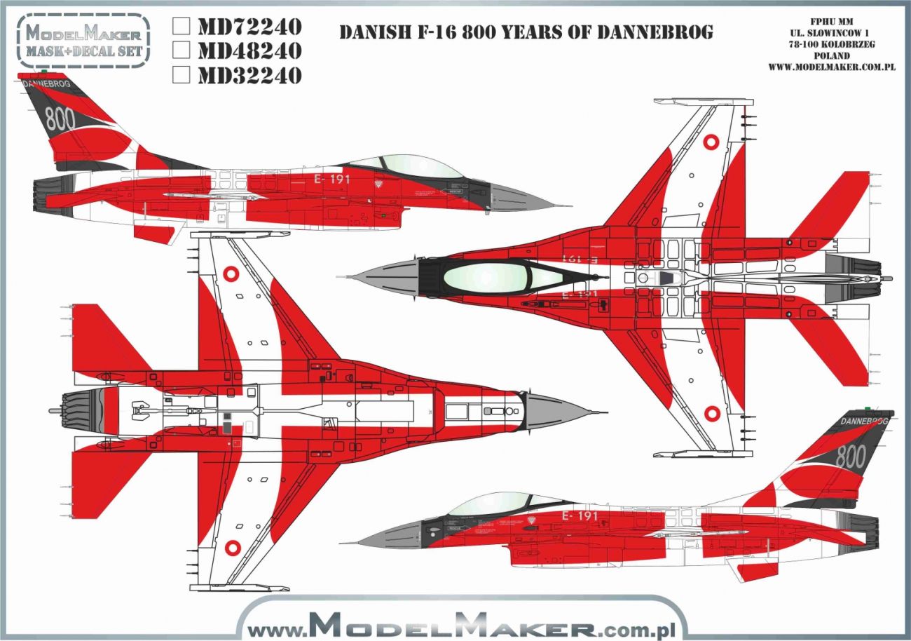 1:32 Danish F-16 800 years of Dannebrog - Demo plane