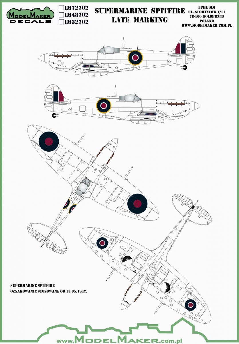 1:48 Supermarine Spitfire roundels and fin flashes - LATE