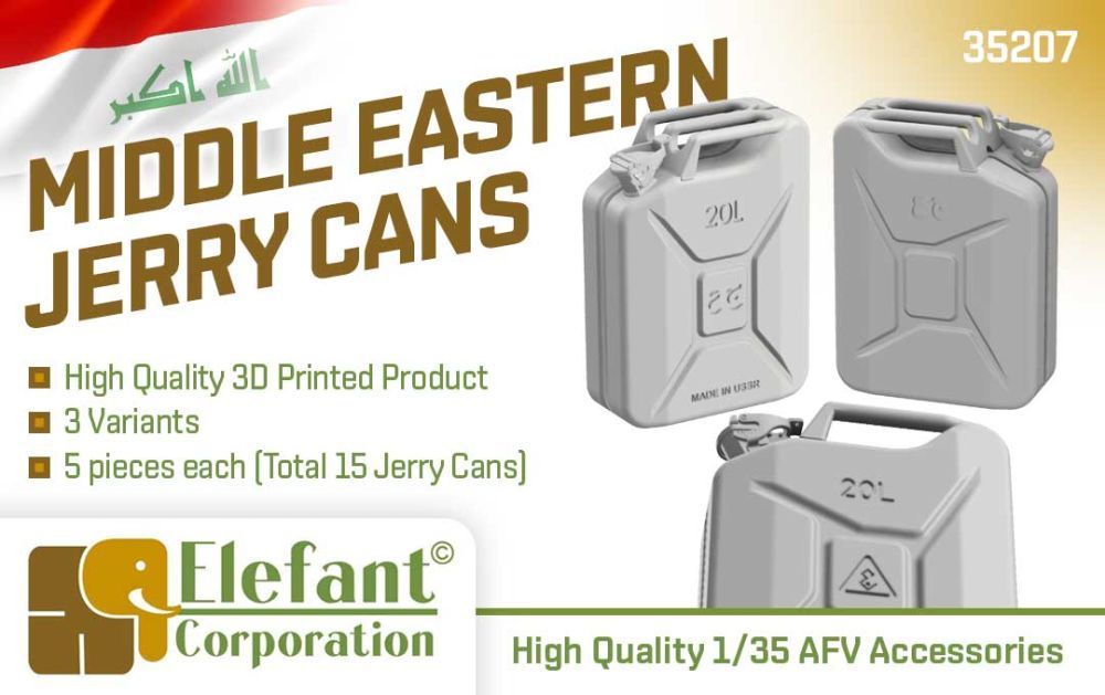 1:35 Middle Eastern jerry cans, 3 variants, 5 pcs. each