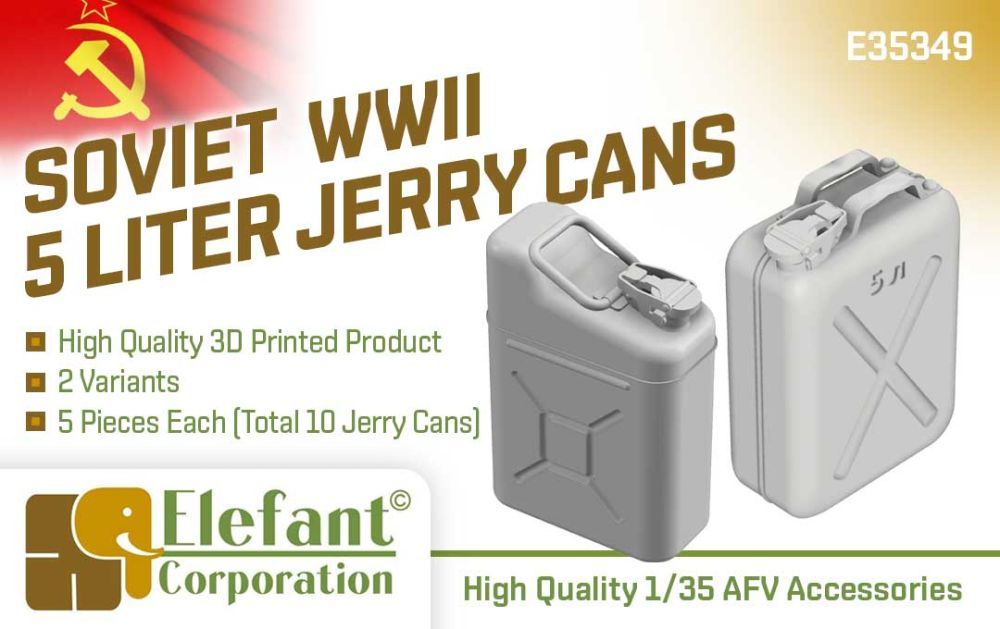 1:35 Soviet WWII 5 liter jerry cans, 2 variants, 5 pcs. each