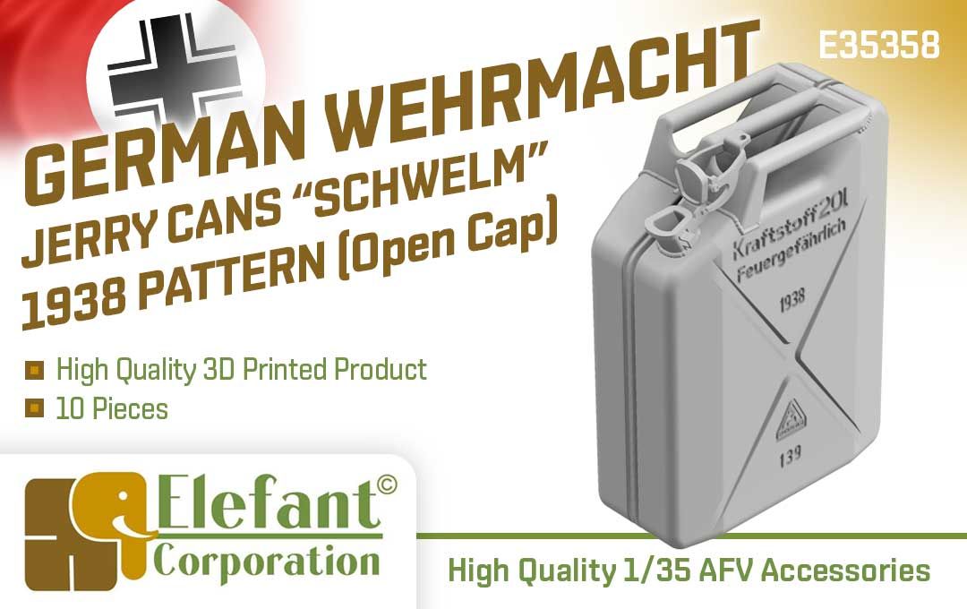 1:35 German Wermacht Jerry Cans SCHWELM 1938 Pattern (open cap)