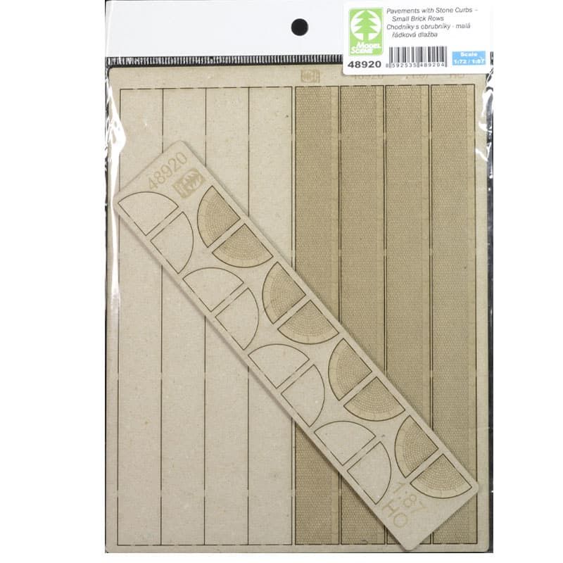 1:87 Pavements with Stone Curbs – Small Brick Rows (HO)