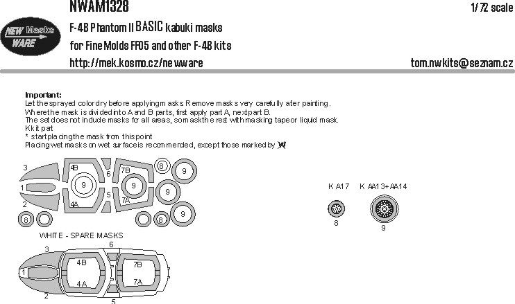 1:72 F-4B Phantom II BASIC kabuki masks