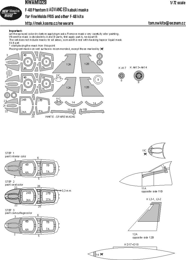 1:72 F-4B Phantom II ADVANCED kabuki masks