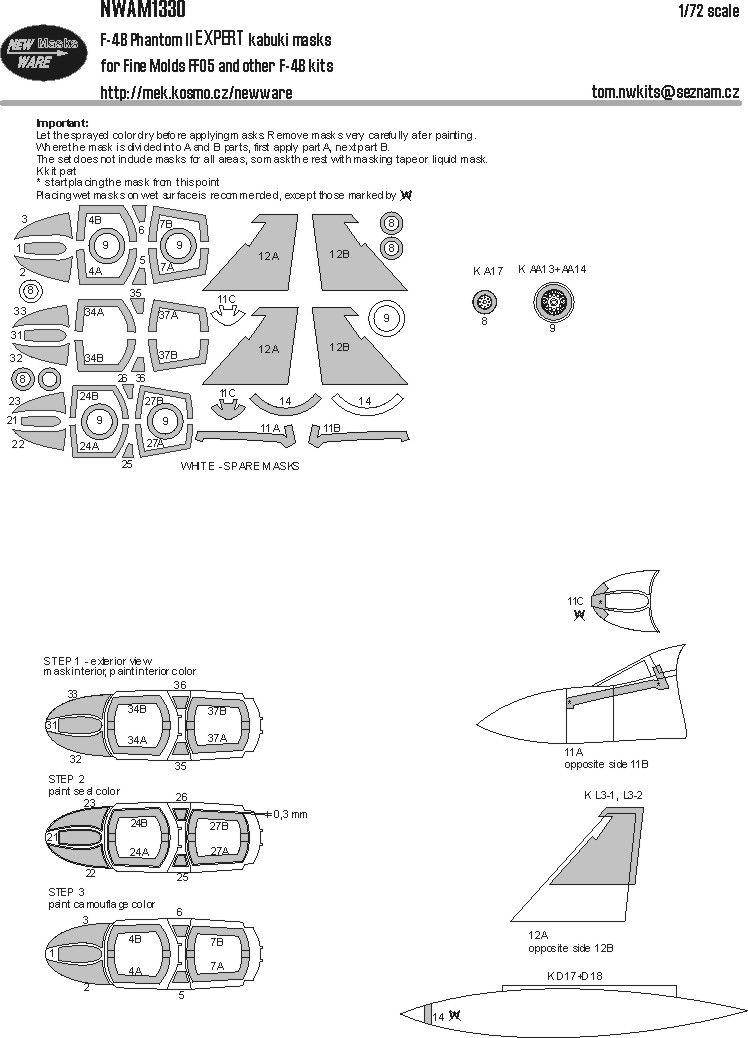 1:72 F-4B Phantom II EXPERT kabuki masks