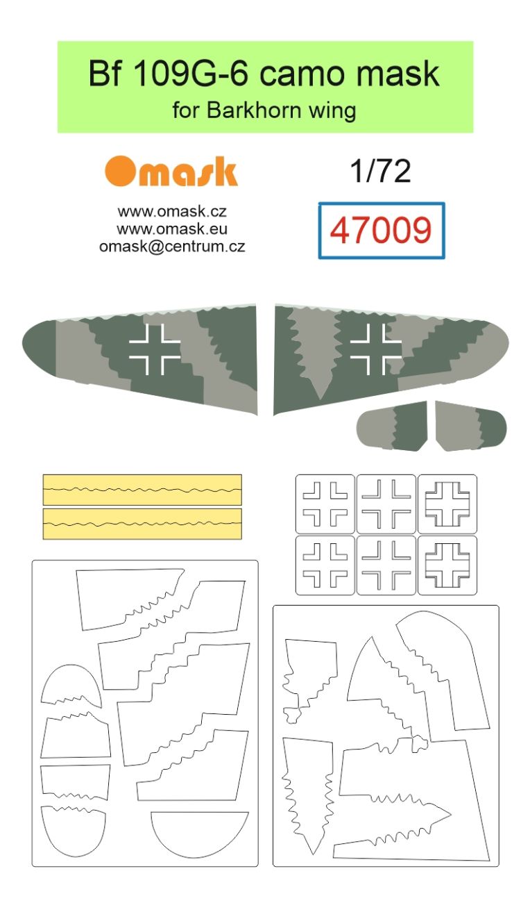 1:72 Bf 109G-6 camo mask for Barkhorn wing