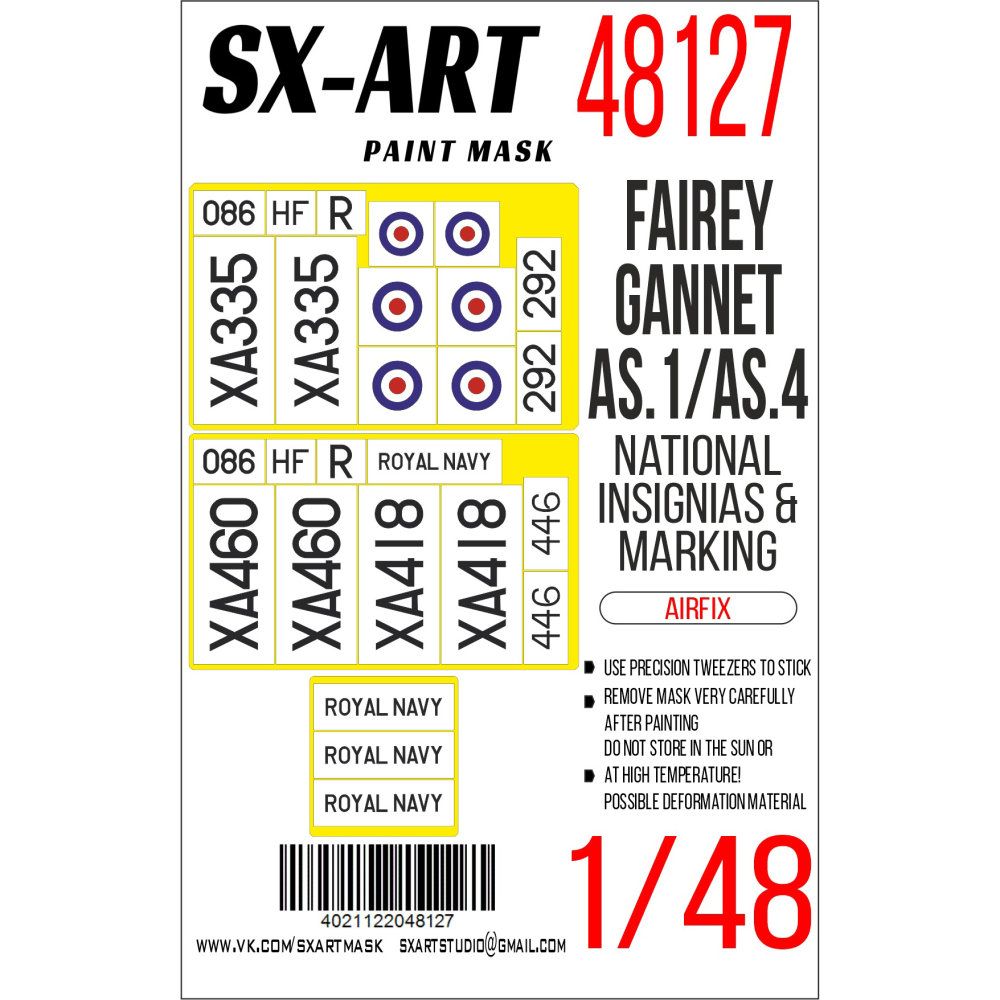1:48 Paint mask F.Gannet AS.1/AS.4 & Nat.Insignia